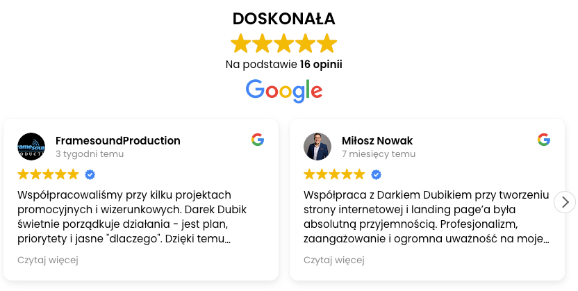 Zrzut opinii Google - DOSKONAŁA