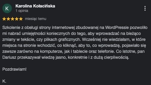 Dariusz Dubik Tworzenie Stron Internetowych Sklepy Internetowe Szkolenie Opinie Szukaj w Google 2024 09 09 12 45 18
